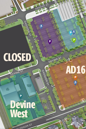 地图显示封闭停车场，地段AD16和迪瓦恩西的位置